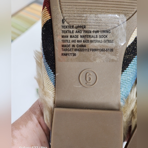 Universal Thread Multicolor Chevron Mules with Faux Fur - Picture 3 of 3